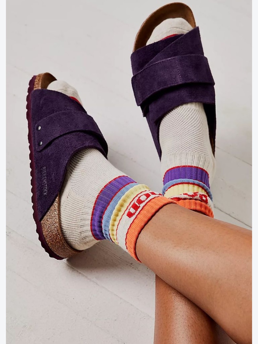 Birkenstock Purple Suede Kyoto Slide Sandals